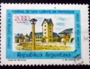 Selo postal da Argentina de 1980 Civic Center Bariloche U
