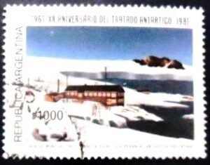 Selo postal da Argentina de 1981 Antarctic Treaty Base Esperanza U