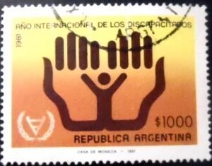 Selo postal da Argentina de 1981 International Year of Handicapped U