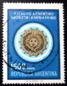 Selo postal da Argentina de 1981 Emblem of Argentine Army U