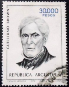 Selo postal da Argentina de 1982 Admiral Guillermo Brown U