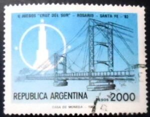 Selo postal da Argentina de 1982 Cruz del Sur games U