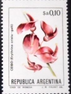 Selo postal da Argentina de 1984 Ceibo M sev