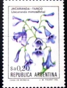 Selo postal da Argentina de 1984 Jacaranda-Tarco M sev
