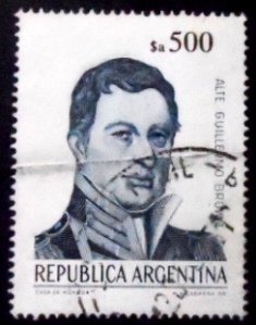 Selo postal da Argentina de 1985 Admiral Guillermo Brown 500 U