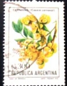 Selo postal da Argentina de 1985 Flor de Carnaval U