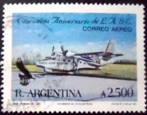 Selo postal da Argentina de 1990 Fokker F27 U