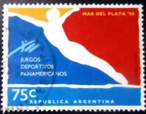 Selo postal da Argentina de 1995 High diving U