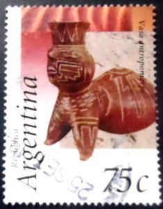 Selo postal da Argentina de 1995 Ceramic Vessel of Condorhuasi culture U