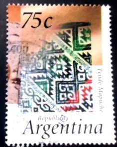 Selo postal da Argentina de 1995 Mapuche Tissue U