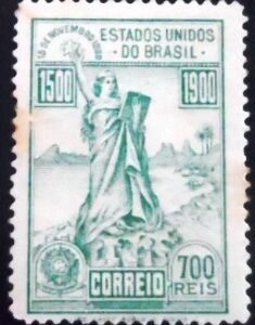 Selo postal do Brasil de 1900 Abolição da Escravatura M