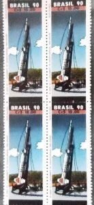 Quadra de selos postais do Brasil de 1990 Nike Apache M QD