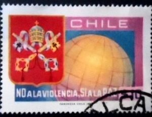 Selo postal do Chile de 1978 Arms of the Vatican City U