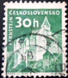 Selo postal da Tchecoslováquia de 1960 Pernštejn Castle U sev
