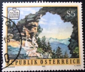 Selo postal da Àustria de 1992 Höhle Stein-Klostertal U