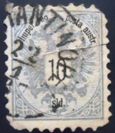 Selo postal da Áustria de 1887 Coat of Arms 10 U