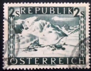 Selo postal da Áustria de 1946 St. Christoph at Arlberg uII