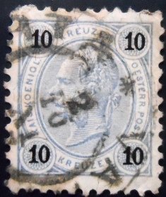 Selo postal da Áustria de 1890 Emperor Franz Joseph 10 U
