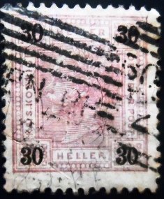 Selo postal da Áustria de 1890 Emperor Franz Joseph 30 U