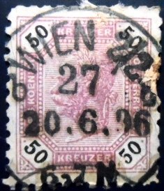 Selo postal da Áustria de 1891 Emperor Franz Joseph 50 U ax