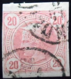 Selo postal da Áustria de 1899 Mercury 20 U