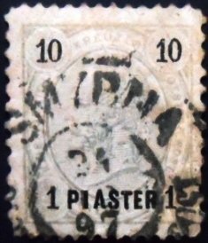 Selo postal da Turquia Correios Austríacos de 1890 "PIASTER" on emperor Franz Joseph 1 U