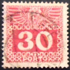 Selo postal da Áustria de 1908 Imperial coat of arms & digit 30 U P sev