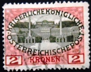 Selo postal da Áustria de 1908 Schönbrunn Palace U