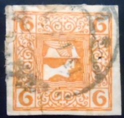 Selo postal da Áustria de 1908 Mercurius 6 U sev