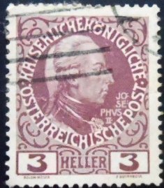 Selo postal Áustria 1913 Emperor Joseph II 3 U