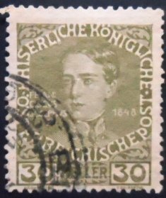 Selo postal da Áustria de 1913 Emperor Franz I 30 U