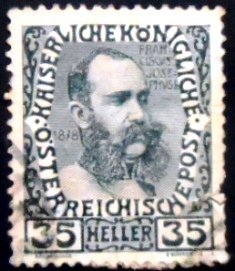 Selo postal da Áustria de 1913 Emperor Franz I 35 U sev
