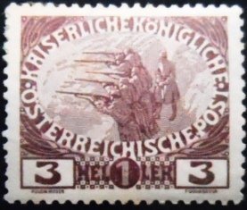 Selo postal da Áustria de 1915 Infantry in a Trench N