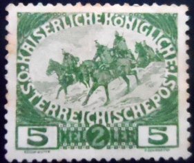 Selo postal da Áustria de 1915 Cavalry patrol N