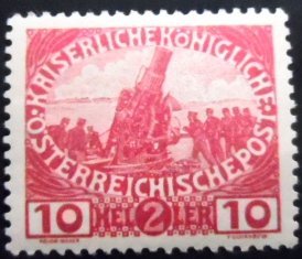 Selo postal da Áustria de 1915 Artillery 10 M