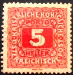 Selo postal da Áustria de 1916 Digit in Octagon 5 U PB