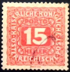 Selo postal da Áustria de 1916 Digit in Octagon 15 PB U