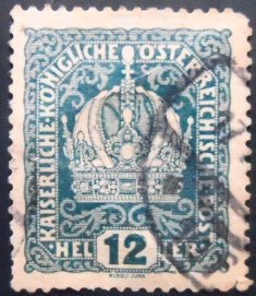 Selo postal da Áustria de 1916 Emperor's crown 12 U