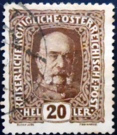 Selo postal da Áustria de 1916 Emperor Franz Joseph 20 U