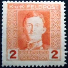 Selo postal Militar Austro-Hungaro de 1917 Emperor Karl I 2 N