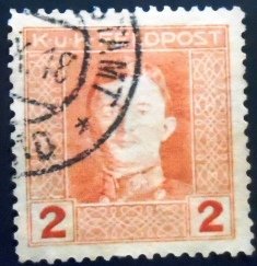 Selo postal Militar Austro-Hungaro de 1917 Emperor Karl I 2 U
