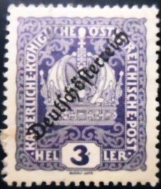 Selo postal da Áustria de 1918 Emperors crown 3 U