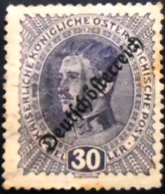 Selo postal da Áustria de 1918 Emperors crown 30 U