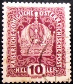 Selo postal da Áustria de 1916 Emperor's crown 10 U