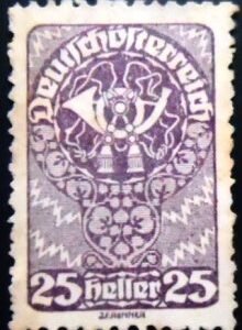 Selo postal da Áustria de 1920 Posthorn 25 N sev