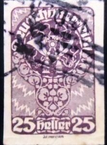 Selo postal da Áustria de 1920 Coat of Arms and Allegory 25 U