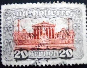Selo postal da Áustria de 1920 Parliament building 20 U