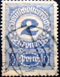 Selo postal da Áustria de 1921 Digit in Circle 2 U