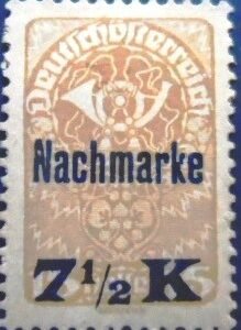 Selo postal da Áustria de 1921 Nachmarke overprint 7½ N