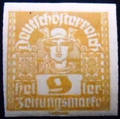 Selo postal da Áustria de 1921 Mercury 9 M